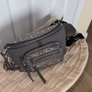 Gray Sparkle Crossbody Belt Bag